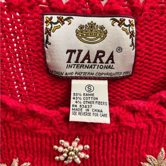 Tiara Red Sweater with Tree & Festive Accents small - Picture 8 of 12